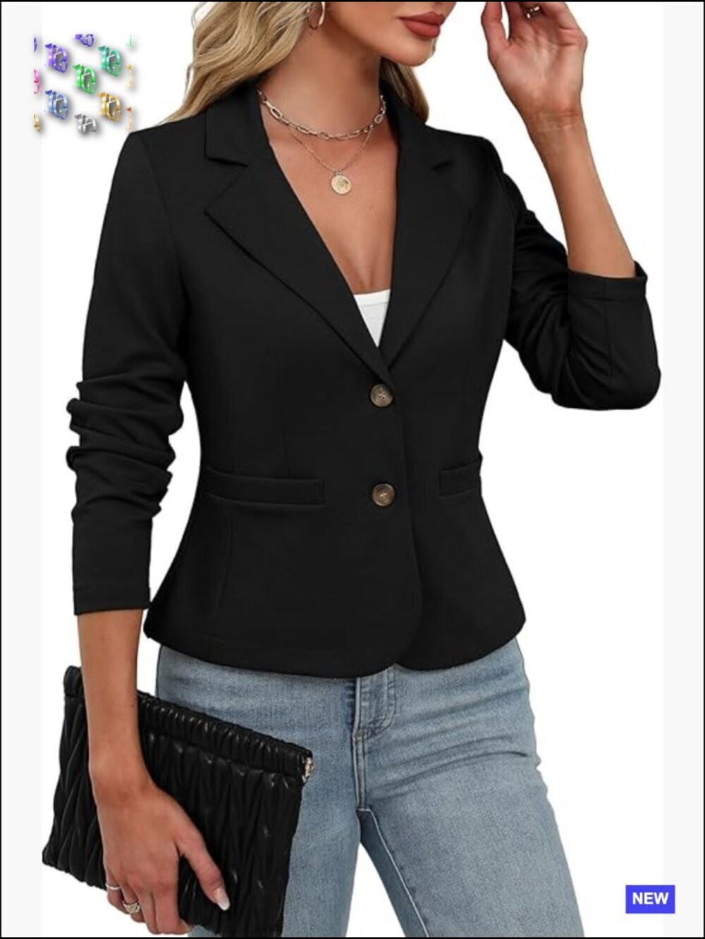 Lightweight Stretchy Knit Blazer Slim Fit Business Casual Jacket with Pockets